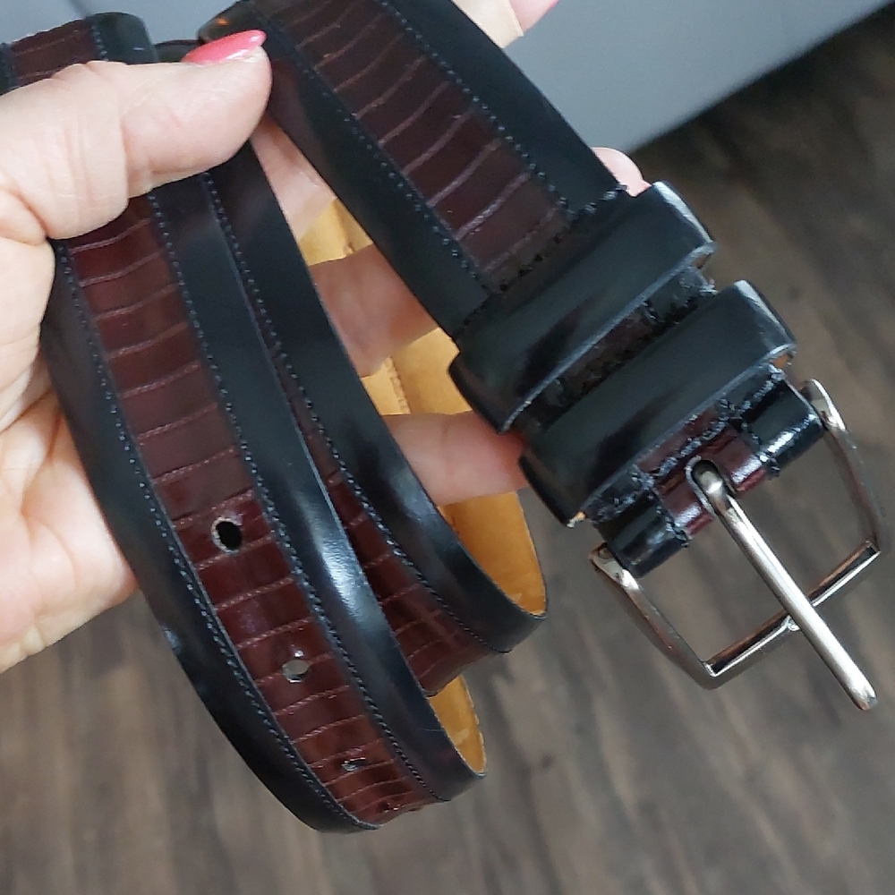 Men's Black and Brown Leather Belt